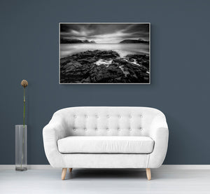 Dyrafjordur image on canvas with small white frame